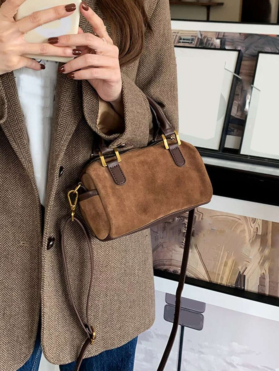 Bolso boston mini con diseño de puntada - Óxido marrón - Ver 1