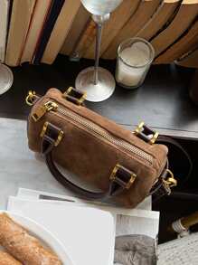 Bolso boston mini con diseño de puntada - Óxido marrón - Ver 4