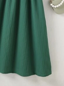 SHEIN Đầm Gái Xù Trọn gói Dải chun màu trơn Dễ thương - Màu xanh lá cây đậm - Xem 4