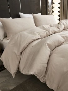 Solid Duvet Cover Set Without Filler - Beige - View 1