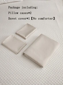 Solid Duvet Cover Set Without Filler - Beige - View 4
