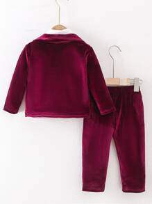 Baby Boy Bow Front 2 In 1 Shirt & Blazer & Trousers - Red and White - View 2