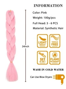 Gói 1 Bím Tóc Lớn 24Inch Thích Hợp Cho Phụ Nữ Và Trẻ Em Ngày Lễ Hàng Ngày Và Cosplay Bện Màu Tím Hoa Hồng Màu Hồng Nhiều Màu thời Trang Tổng Hợp Tóc Móc Phần Mở Rộng Tóc Hữu Ích Và Khéo léo Nhiệt Độ Cao Tóc - Hồng - Xem 4
