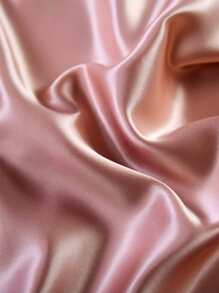 1pair Plain Satin Pillowcase Without Filler - Pink - View 3