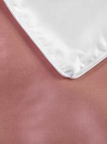 1pair Plain Satin Pillowcase Without Filler - Pink - View 4