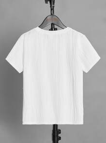 SHEIN Boys Solid Textured Tee - White - View 2