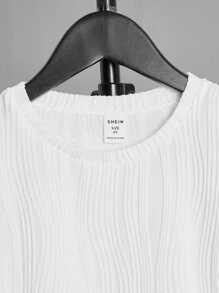 SHEIN Boys Solid Textured Tee - White - View 3