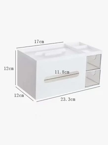 1个塑料桌面笔筒，桌面笔筒，文具收纳盒，易于组装的办公桌配件，办公用品。 - 白色 - 查看 3