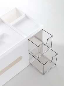 1个塑料桌面笔筒，桌面笔筒，文具收纳盒，易于组装的办公桌配件，办公用品。 - 白色 - 查看 4