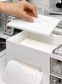 1个塑料桌面笔筒，桌面笔筒，文具收纳盒，易于组装的办公桌配件，办公用品。 - 白色 - 查看 6