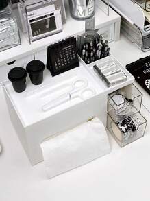 1个塑料桌面笔筒，桌面笔筒，文具收纳盒，易于组装的办公桌配件，办公用品。 - 白色 - 查看 7