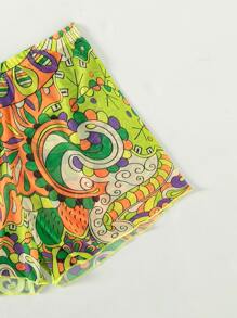 SHEIN Swim Kimono con estampado de dibujo con parte delantera abierta con shorts - Multicolor - Ver 5