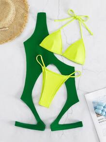 3packs Micro Triangle Thong Summer Beach Bikini Set - Multicolor - View 3