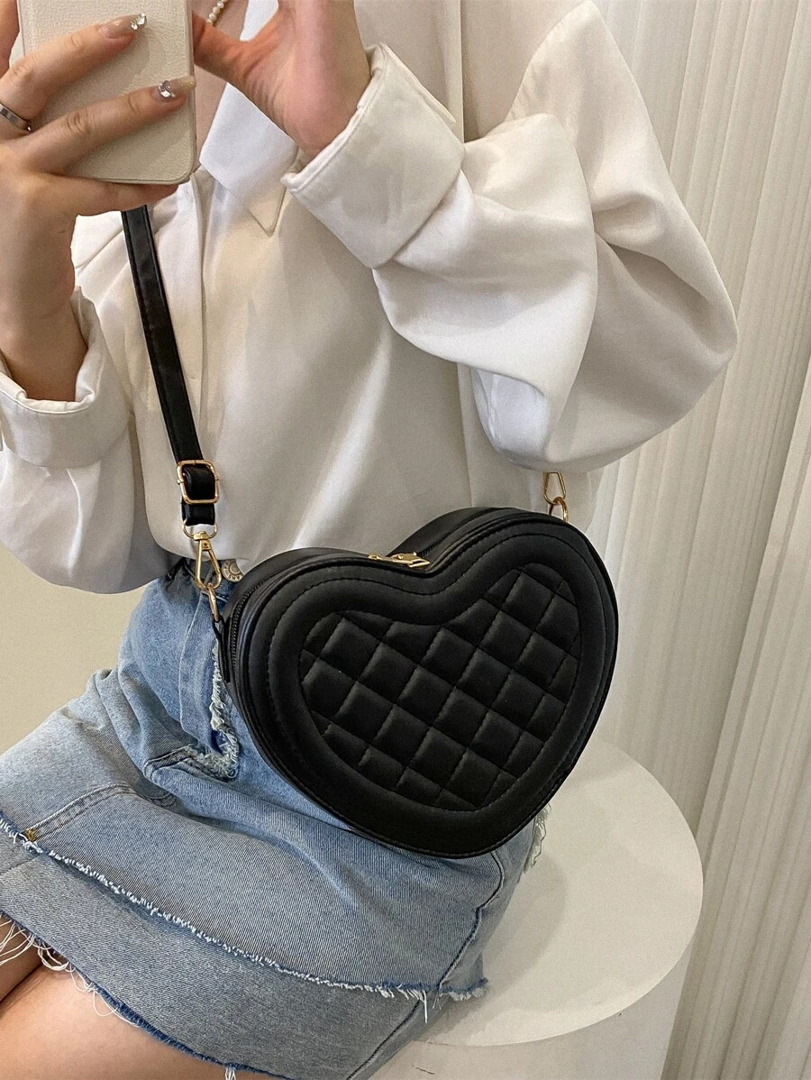 Túi Crossbody Nữ Kẻ sọc Có thể điều chỉnh được Sẵn sàng - màu đen - Xem 1