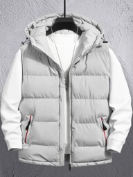 Manfinity Homme Manteau d'hiver à capuche et fermeture éclair pour hommes, automne-hiver