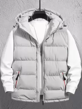 Manfinity Homme 남성용 후드 지퍼 겨울 코트 조끼, 가을 겨울