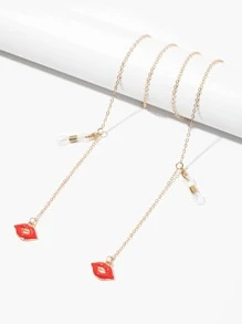 1件金色红唇吊坠眼镜链，时尚嘴唇吊坠眼镜挂绳，可爱太阳镜链，口罩链，新奇配饰礼物，适合女性和女孩。 - 彩色 - 查看 2