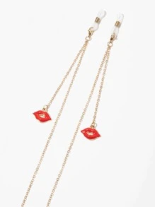 1件金色红唇吊坠眼镜链，时尚嘴唇吊坠眼镜挂绳，可爱太阳镜链，口罩链，新奇配饰礼物，适合女性和女孩。 - 彩色 - 查看 3