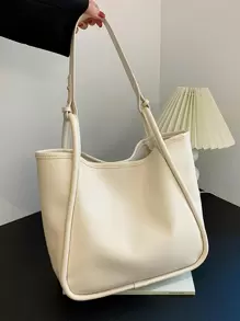 極簡風格大容量流浪包 - 米色 - 查看 1