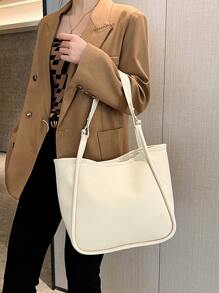 極簡風格大容量流浪包 - 米色 - 查看 7