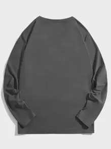 Manfinity VCAY Hombres Camiseta con estampado de letra - Gris Oscuro - Ver 2