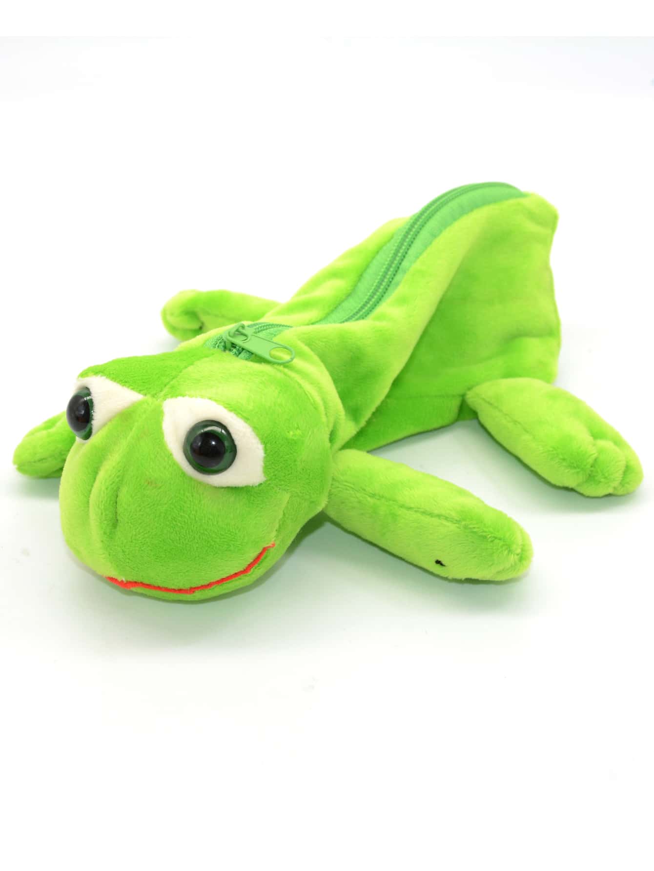 1 pieza Bolsa de papelería con forma de rana, estuche grande y sencillo de gran capacidad para estudiantes, estuche de lápices, bolsa de lápices, bolso escolar - Verde - Ver 1