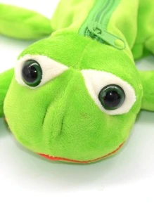 1 pieza Bolsa de papelería con forma de rana, estuche grande y sencillo de gran capacidad para estudiantes, estuche de lápices, bolsa de lápices, bolso escolar - Verde - Ver 5
