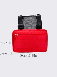 经典流行胸包 个性化街头战术纯色大容量可调节肩带工作服休闲背心胸包 适合户外登山徒步和骑行。 - 紅色 - 查看 5