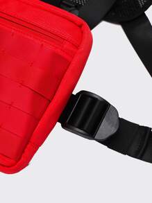 经典流行胸包 个性化街头战术纯色大容量可调节肩带工作服休闲背心胸包 适合户外登山徒步和骑行。 - 紅色 - 查看 6