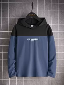 SHEIN Leap Crew Cậu bé Tween Mẫu chữ Khối màu áo có mũ Áo thun , Thoải mái & Giải trí Đối với Mặc hàng ngày In Mùa thu Và Mùa Đông - Màu xanh hải quân - Xem 1