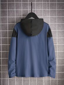 SHEIN Leap Crew Cậu bé Tween Mẫu chữ Khối màu áo có mũ Áo thun , Thoải mái & Giải trí Đối với Mặc hàng ngày In Mùa thu Và Mùa Đông - Màu xanh hải quân - Xem 2