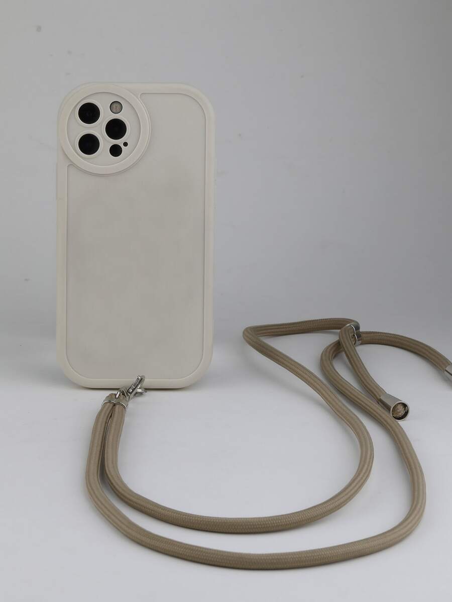 1 vỏ điện thoại trơn có dây buộc - Màu be - Xem 1