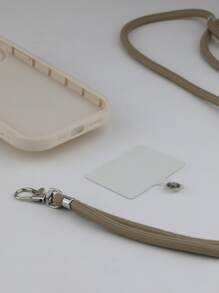 1 vỏ điện thoại trơn có dây buộc - Màu be - Xem 2