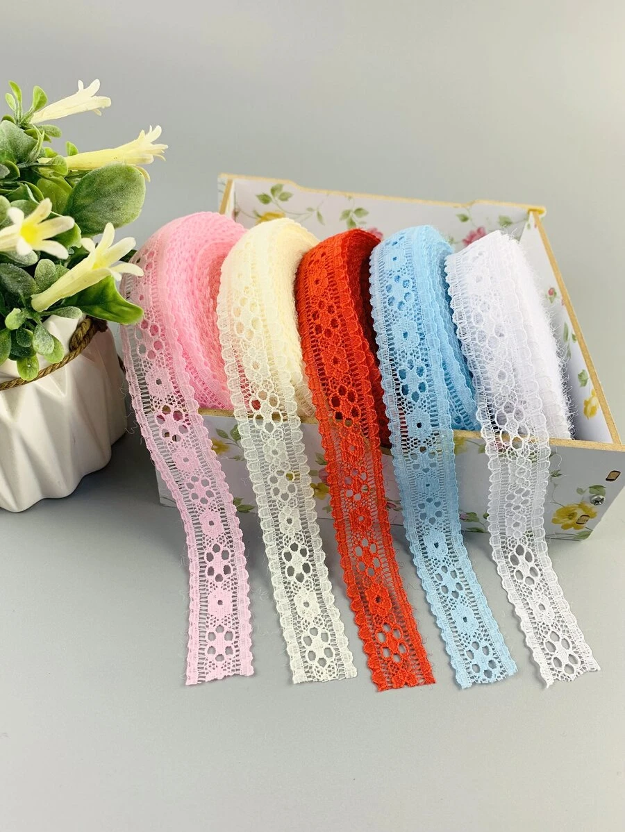 1roll 20yards 20mm Lace Ribbon, Handicraft Embroidered Lace Trim Ribbon, Handmade Lace Decoration, DIY Sewing Fabric, French Lace Fabric - White - View 1