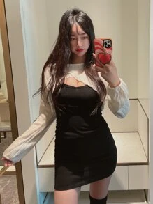 DAZY Solid Open Front Super Crop Jumper - White - View 5