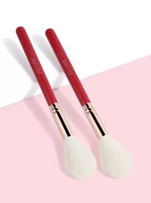 MAANGE 2pcs Powder Brush Set,Makeup Tools With Soft Fiber For Easy Carrying,Brush For Travel - Red - View 1