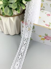 1roll 20yards 20mm Lace Ribbon, Handicraft Embroidered Lace Trim Ribbon, Handmade Lace Decoration, DIY Sewing Fabric, French Lace Fabric - White - View 2