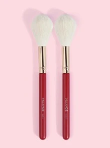 MAANGE 2pcs Powder Brush Set,Makeup Tools With Soft Fiber For Easy Carrying,Brush For Travel - Red - View 2