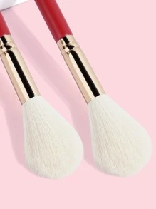 MAANGE 2pcs Powder Brush Set,Makeup Tools With Soft Fiber For Easy Carrying,Brush For Travel - Red - View 4