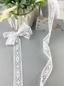 1roll 20yards 20mm Lace Ribbon, Handicraft Embroidered Lace Trim Ribbon, Handmade Lace Decoration, DIY Sewing Fabric, French Lace Fabric - White - View 4