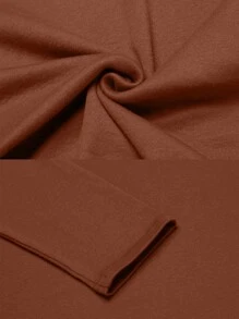 男士素色高領T恤 - 鏽棕色 - 查看 5