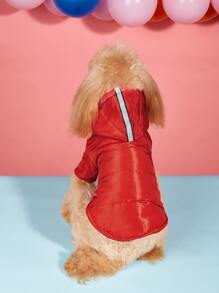 Reflective Detail Hooded Pet Coat - Red - View 1