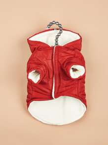 Reflective Detail Hooded Pet Coat - Red - View 3