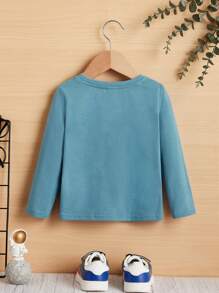 SHEIN Tops em bé Lá thư Con số - Màu xanh Cadet - Xem 2