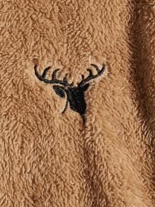 Manfinity VCAY Men Deer Embroidery Plush Hoodie - Camel - View 3