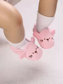 嬰兒卡通貓刺繡平底樂福鞋 - 粉色 - 查看 1