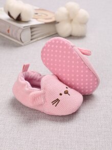 嬰兒卡通貓刺繡平底樂福鞋 - 粉色 - 查看 2