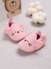 嬰兒卡通貓刺繡平底樂福鞋 - 粉色 - 查看 3