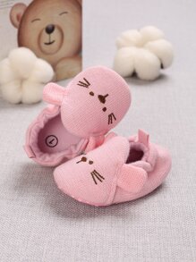 嬰兒卡通貓刺繡平底樂福鞋 - 粉色 - 查看 4