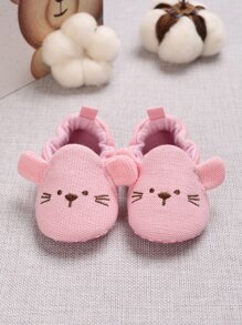 嬰兒卡通貓刺繡平底樂福鞋 - 粉色 - 查看 5